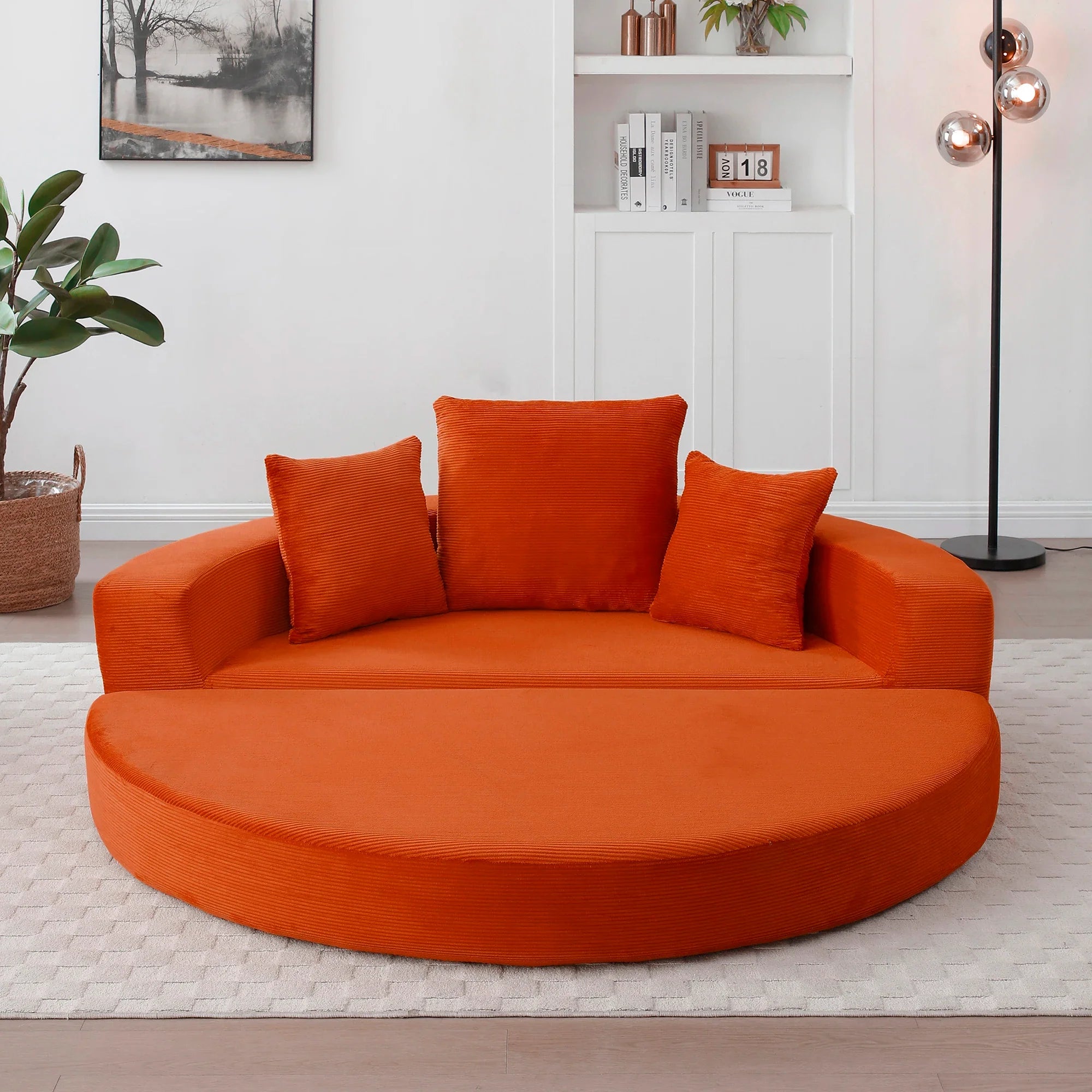 M Convertible Sofa Bed Set Boneless Couch Circular Adjustable Corduroy Fabric Boneless Floor Lounge 