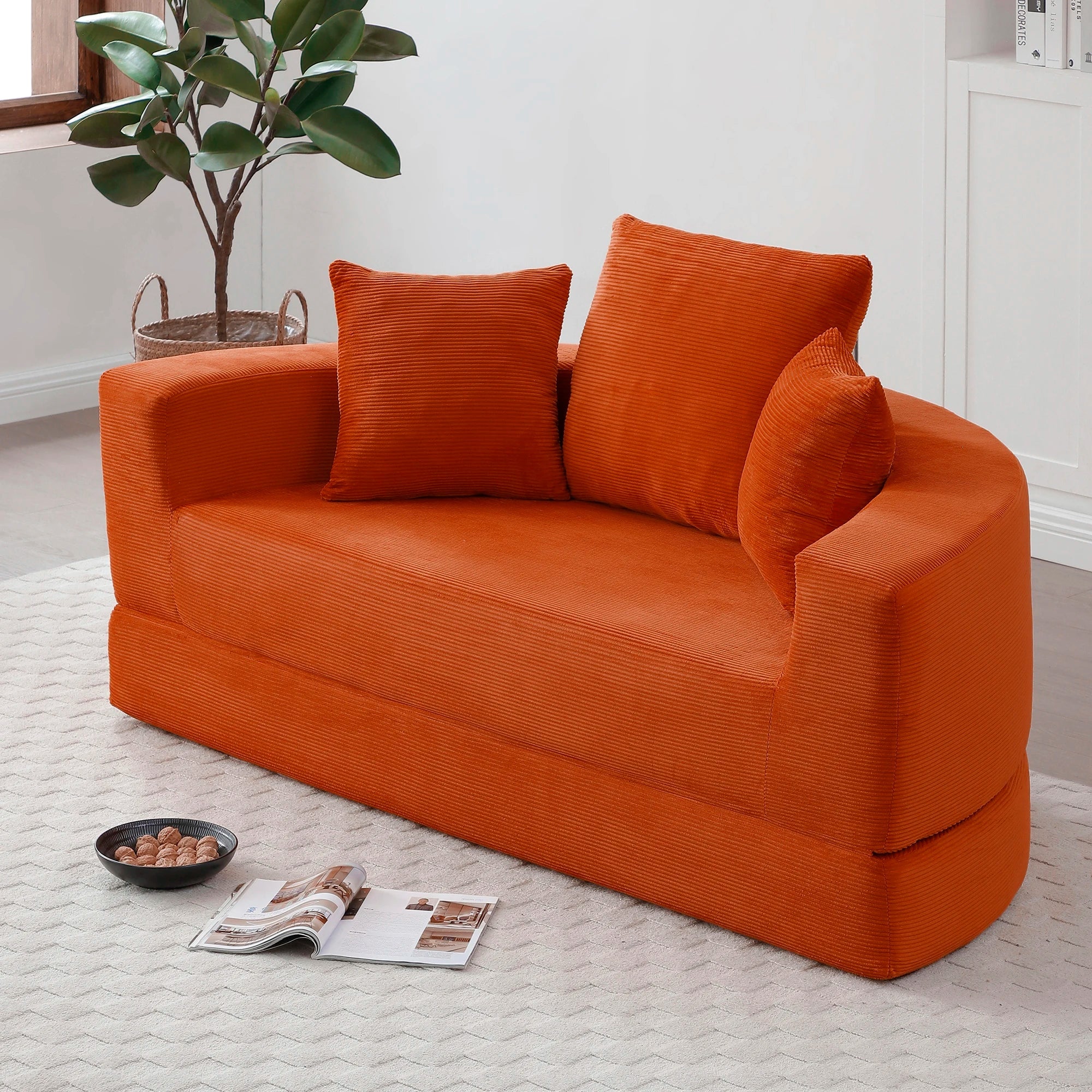 M Convertible Sofa Bed Set Boneless Couch Circular Adjustable Corduroy Fabric Boneless Floor Lounge 