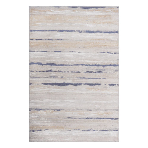5X7 Ivory/Blue Striped Non-Shedding Area Rug